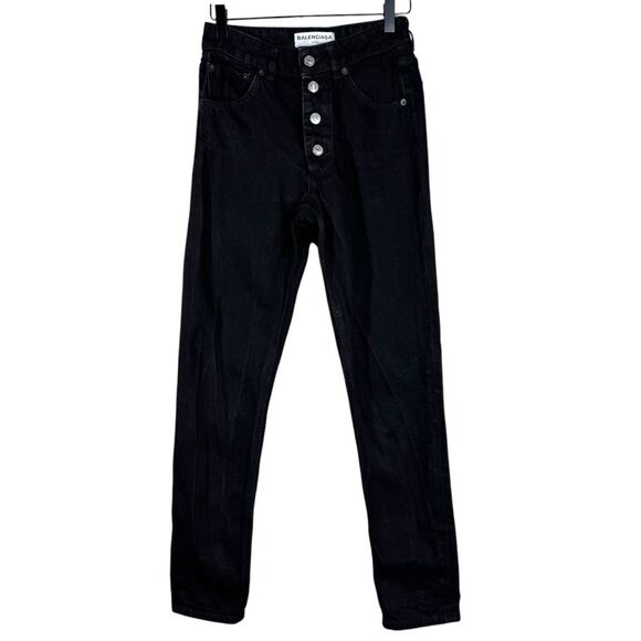 Balenciaga Black Straight Leg Jeans Button Fly Denim Women’s Size 36 - Picture 1 of 9